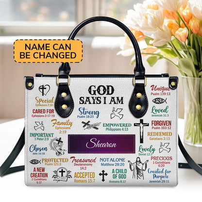 God Says I Am - Personalized Leather Handbag - Gift for Women GMJSLB200006