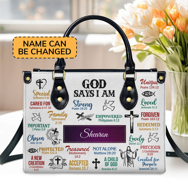 God Says I Am - Personalized Leather Handbag - Gift for Women GMJSLB200006