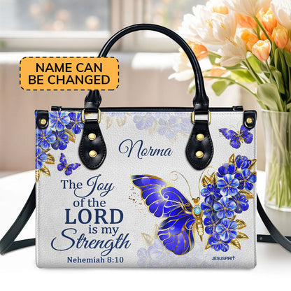 Joy Of The Lord Is My Strength - Personalized Leather Handbag GMJSLB200064