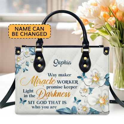 Way Maker Miracle Worker - Personalized Leather Handbag GMJSLB200089