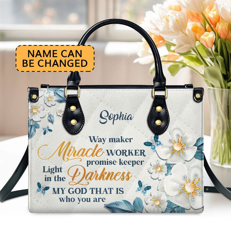 Way Maker Miracle Worker - Personalized Leather Handbag GMJSLB200089