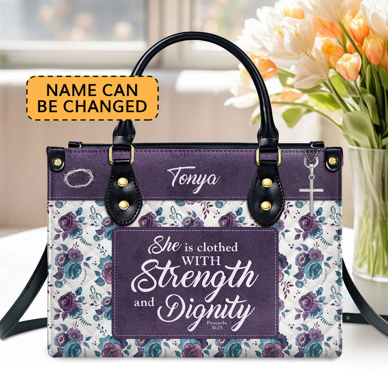 Faith Quote - Personalized Leather Handbag for Women GMJSLB200051