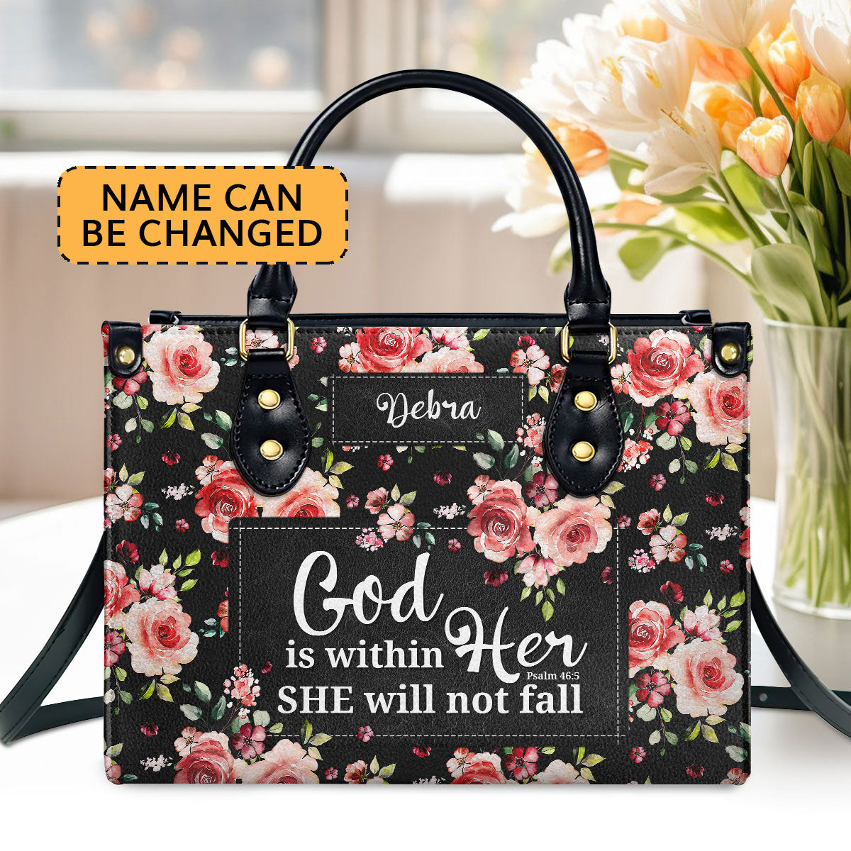 God Is Within Her - Personalized Leather Handbag GMJSLB200047