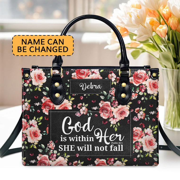 God Is Within Her - Personalized Leather Handbag GMJSLB200047
