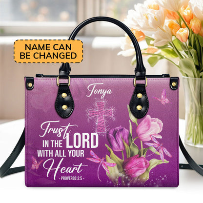 Trust In The Lord - Personalized Leather Handbag GMJSLB200090