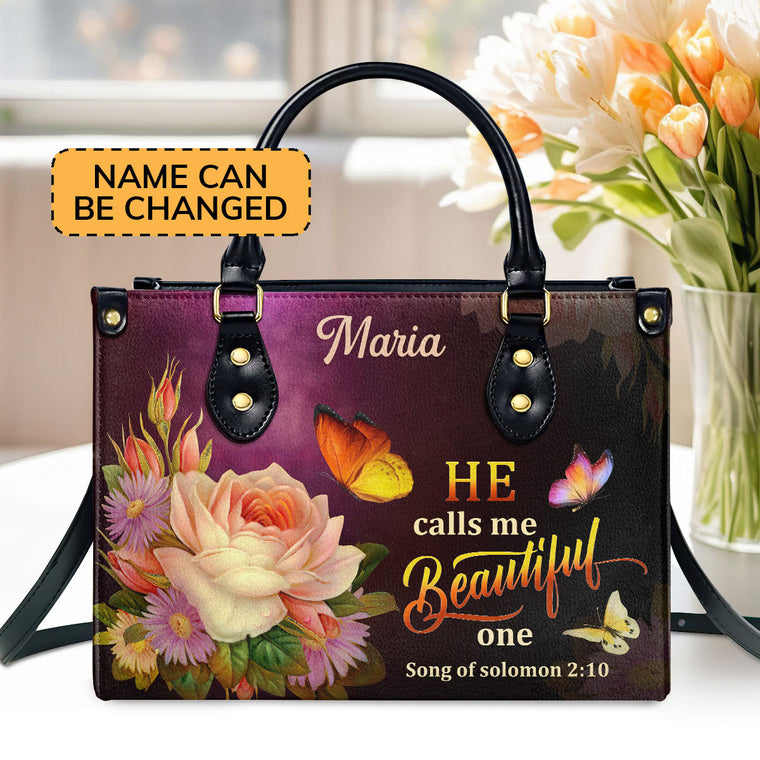 He Calls Me Beautiful - Personalized Leather Handbag GMJSLB200085