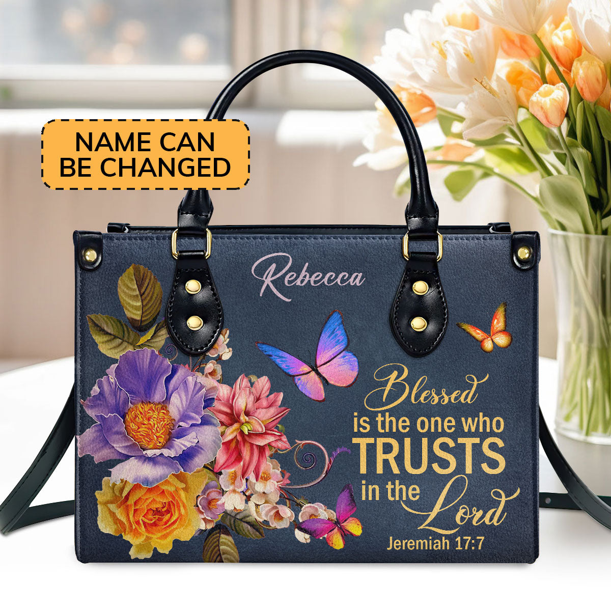 Blessed Is The Woman Who Trusts In The Lord - Personalized Leather Handbag GMJSLB200082