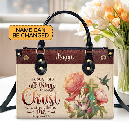 I Can Do All Things Through Christ - Personalized Leather Handbag GMJSLB200081