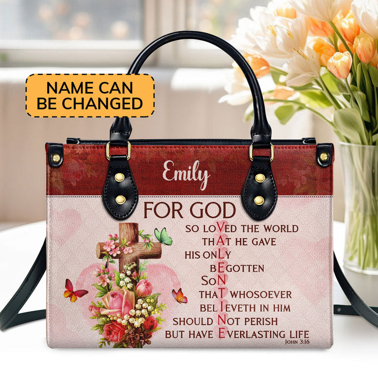 John 3:16 Gift for Women - Personalized Leather Handbag GMJSLB200067