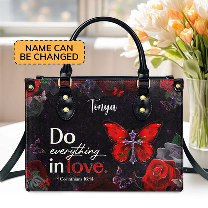Do Everything in Love - Personalized Leather Handbag GMJSLB200065