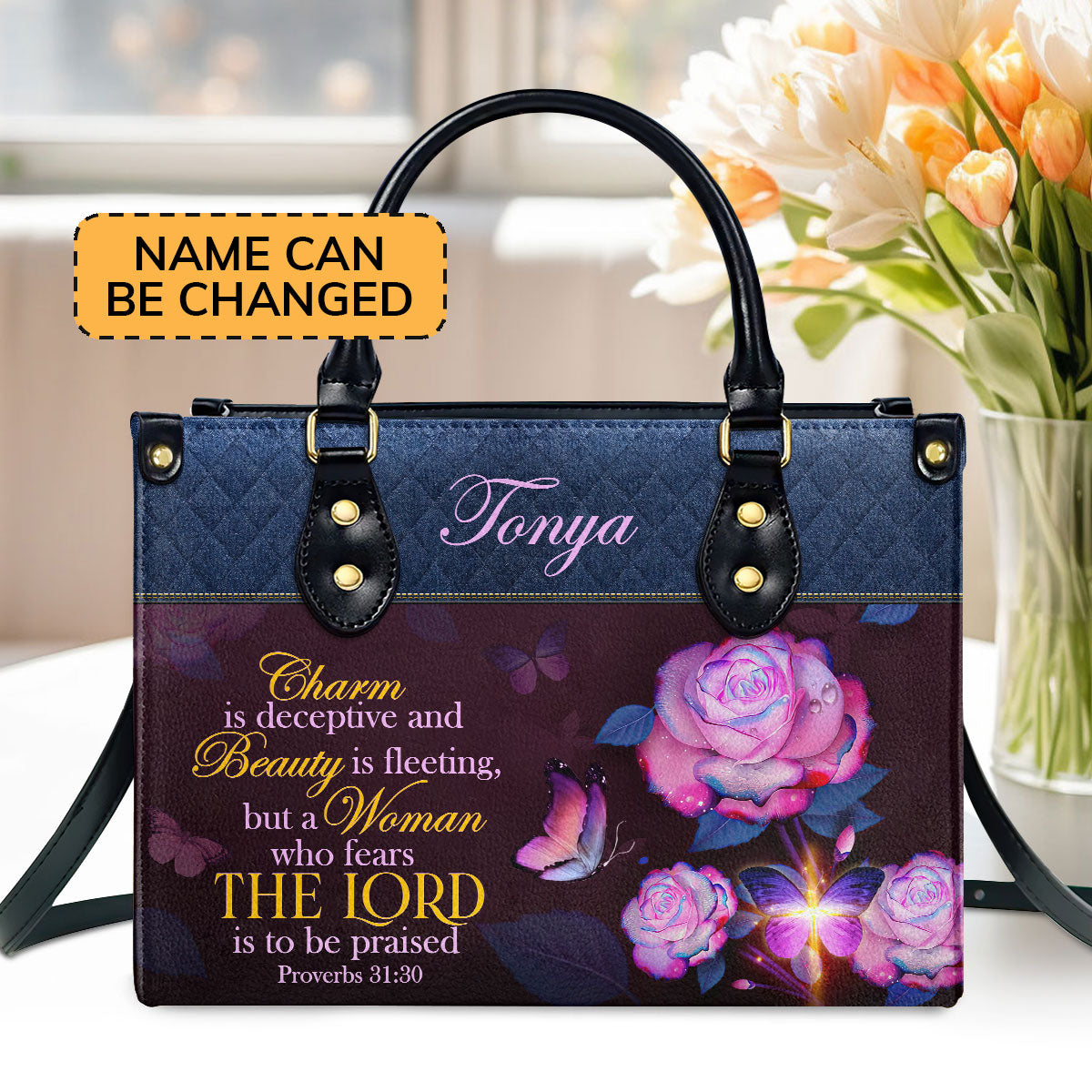 Proverbs 31:30 Gift for Women - Leather Handbag GMJSLB200059