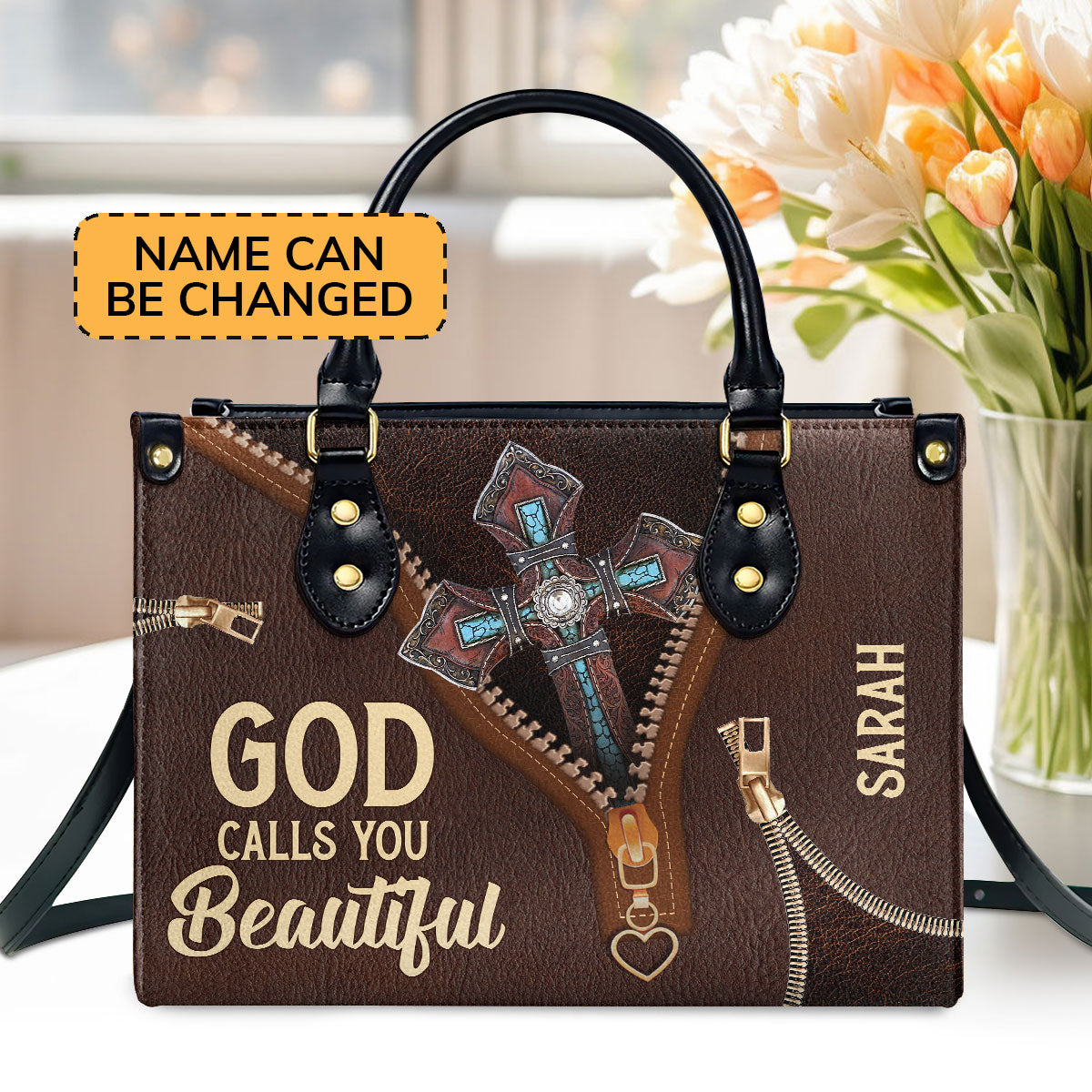 God Calls You Beautiful - Personalized Leather Handbag GMJSLB200100