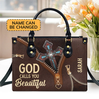 God Calls You Beautiful - Personalized Leather Handbag GMJSLB200100