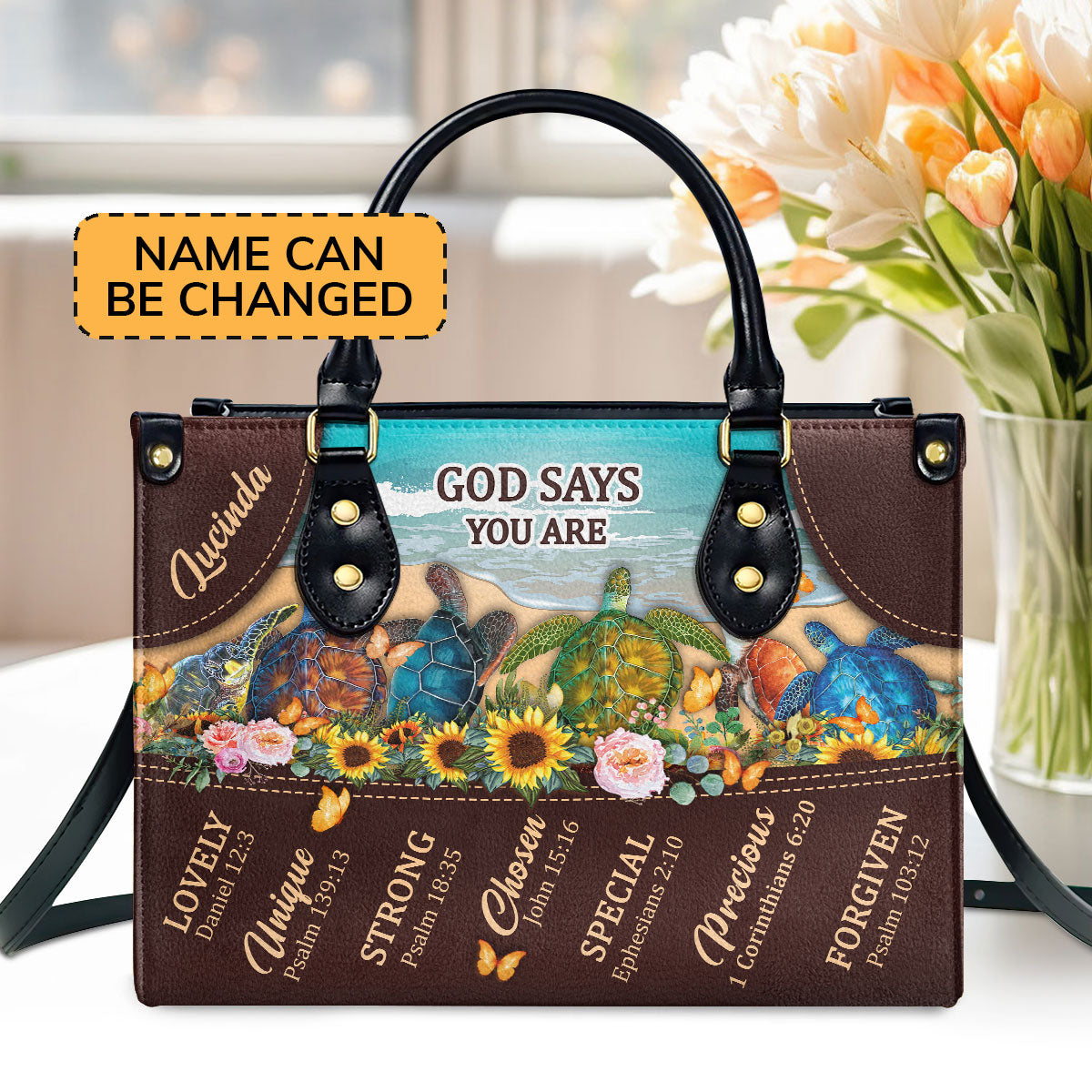 God Says You Are Lovely - Personalized Leather Handbag GMJSLB200098