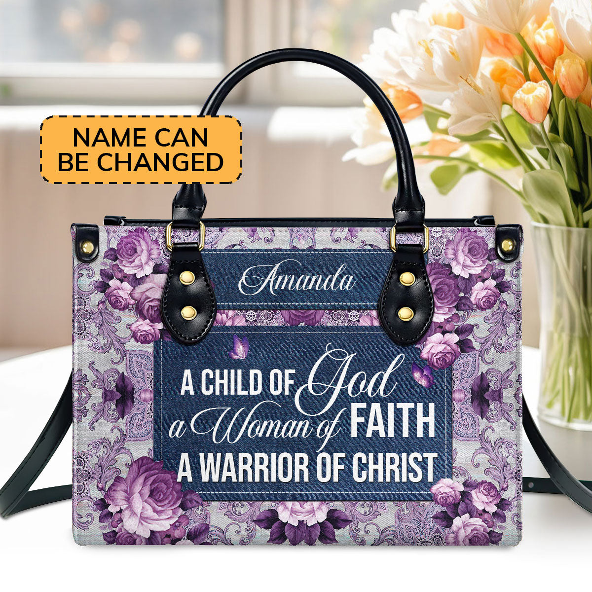 Jesuspirit A Child Of God - Personalized Leather Handbag GMJSLB200092