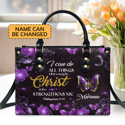 Philippians 4:13 - Personalized Leather Handbag GMJSLB200102