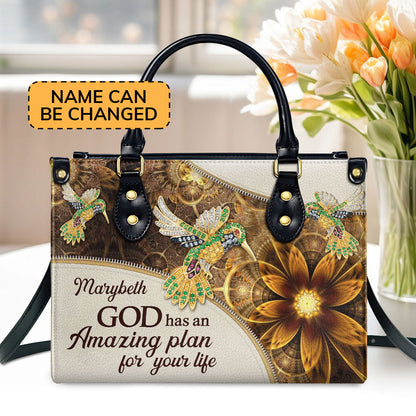 God Has An Amazing Plan - Personalized Leather Handbag GMJSLB200086