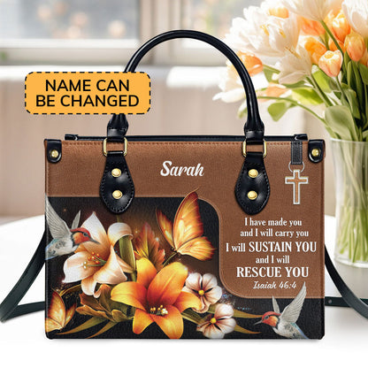 I Have Made You And I Will Carry You - Personalized Leather Handbag GMJSLB200090