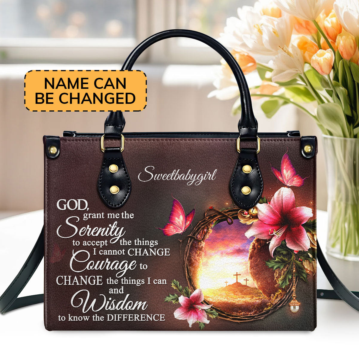 Serenity Prayer - Personalized Leather Handbag GMJSLB200093