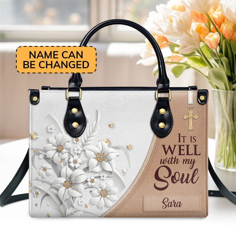 It Is Well With My Soul - Personalized Leather Handbag GMJSLB200104