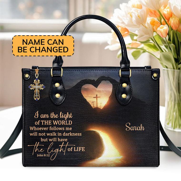 I Am The Light Of The World - Personalized Leather Handbag GMJSLB200113