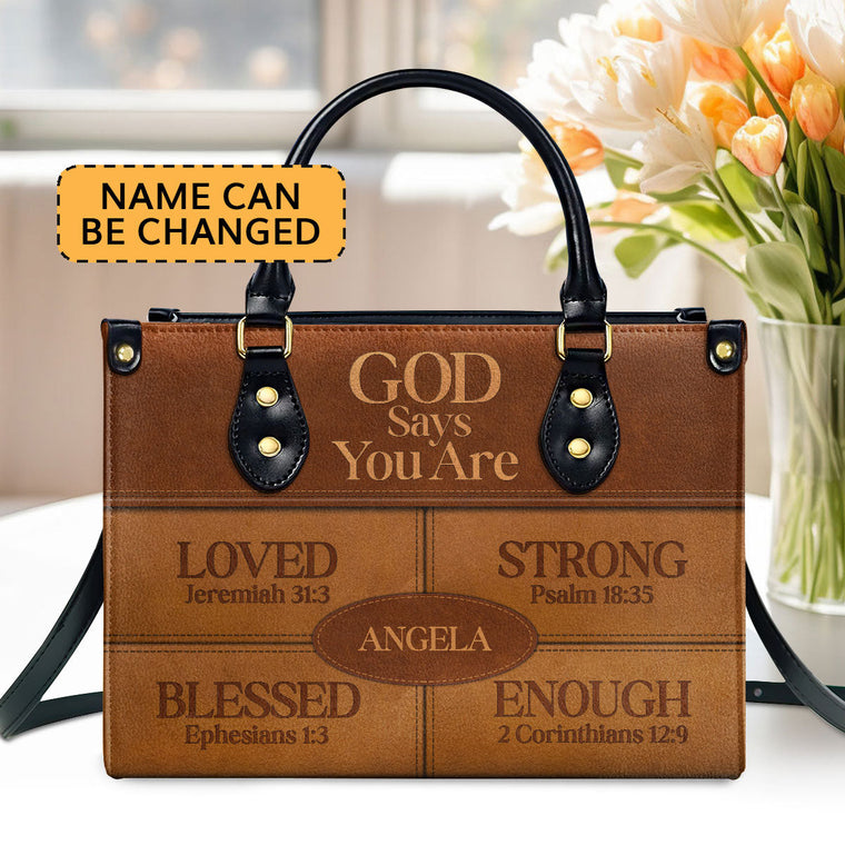 God Says I Am - Personalized Leather Handbag - Christian Faithful Accessories GMJSLB200038