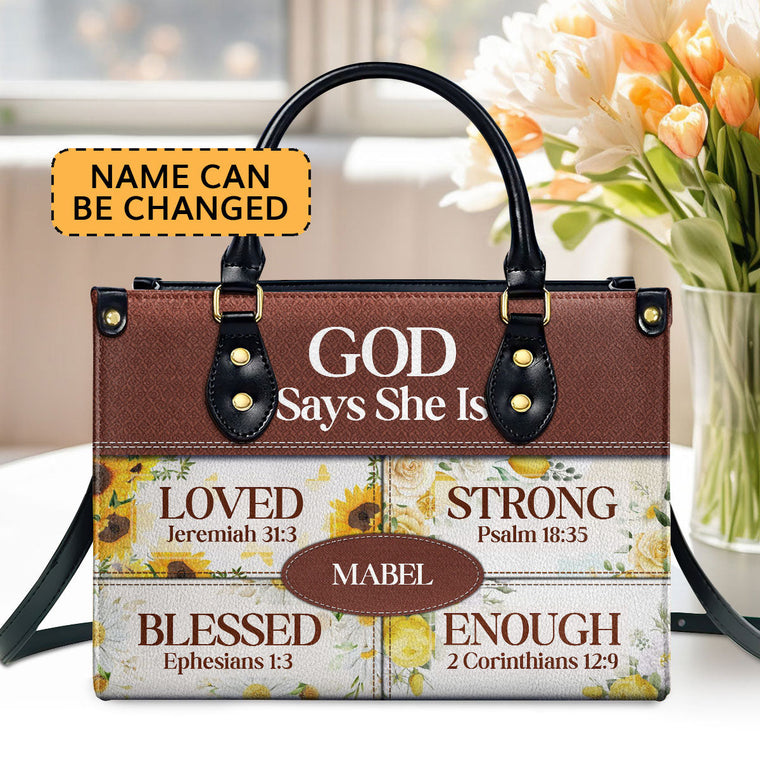 God Says She Is - Personalized Leather Handbag - Gift For Her GMJSLB200039