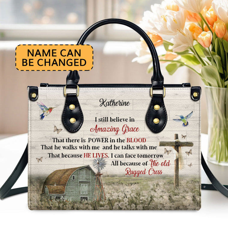 Faith Quote - Personalized Leather Handbag GMJSLB200094