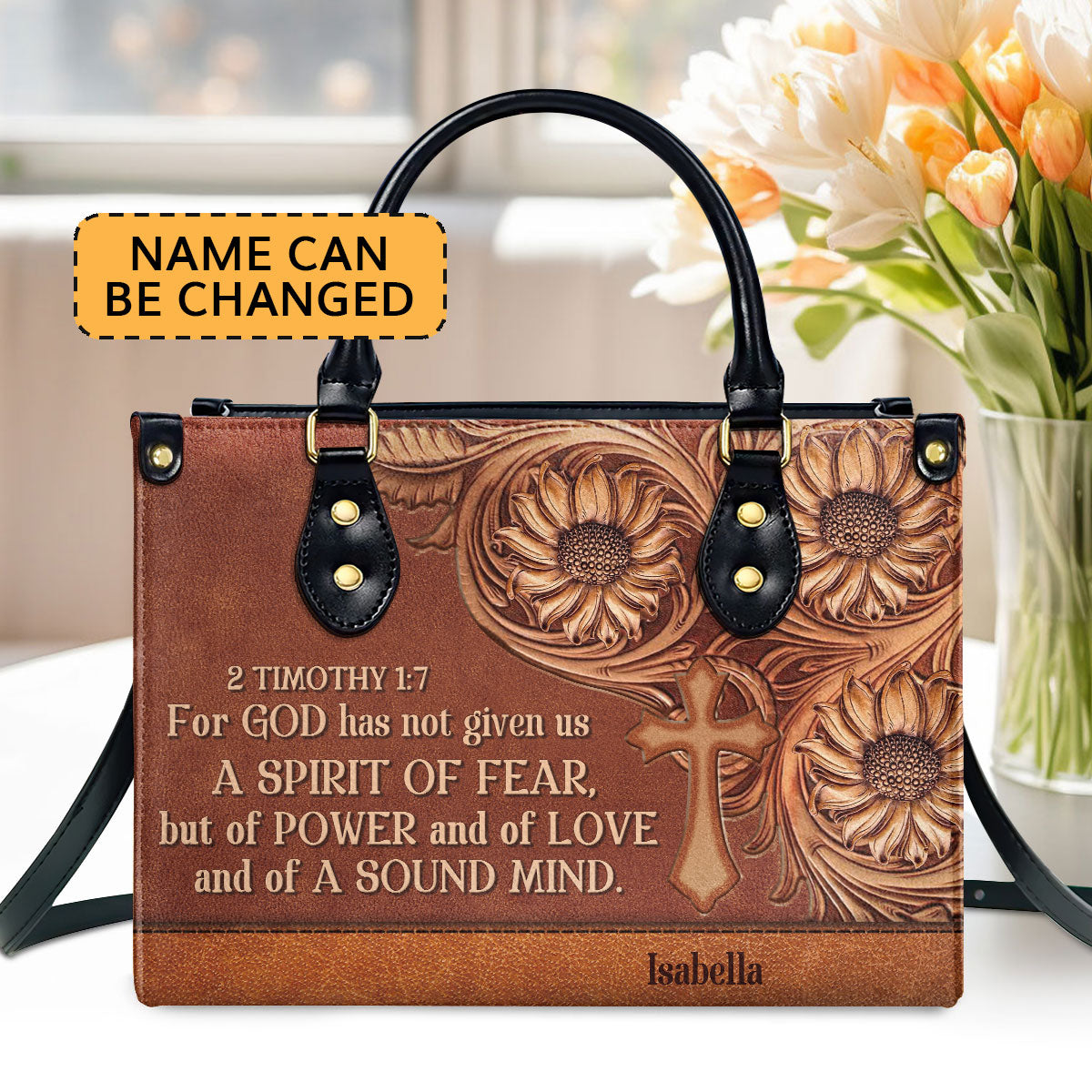 Faith Quote - Personalized Leather Handbag for Women GMJSLB200095
