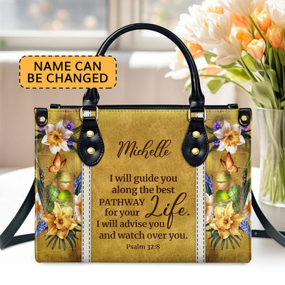 I Will Advise You And Watch Over You - Personalized Leather Handbag GMJSLB200089