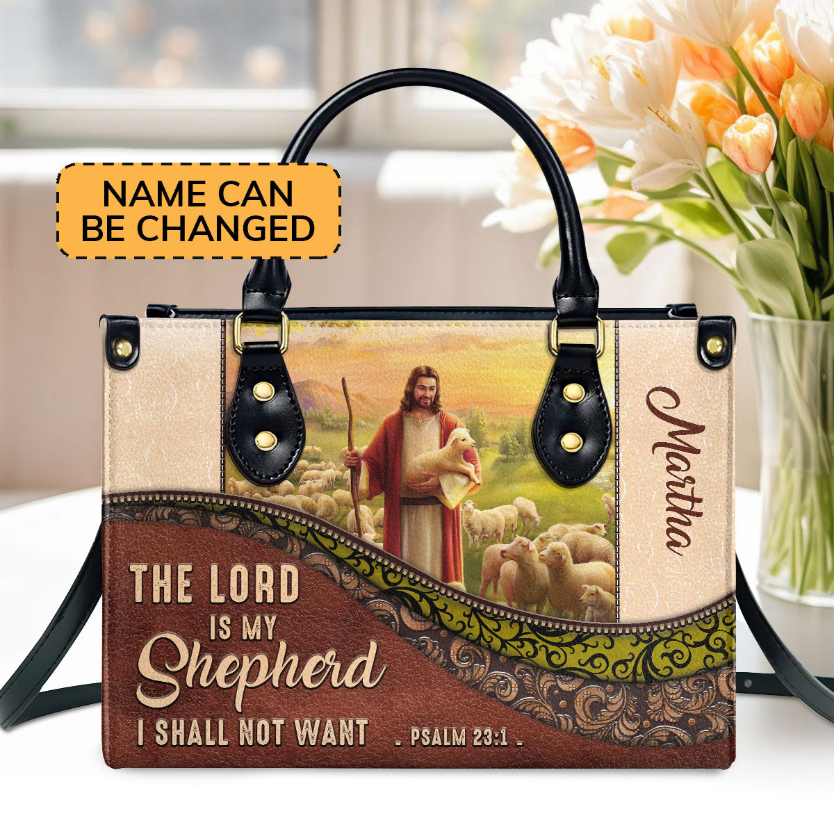 The Lord Is My Shepherd - Personalized Leather Handbag GMJSLB200088