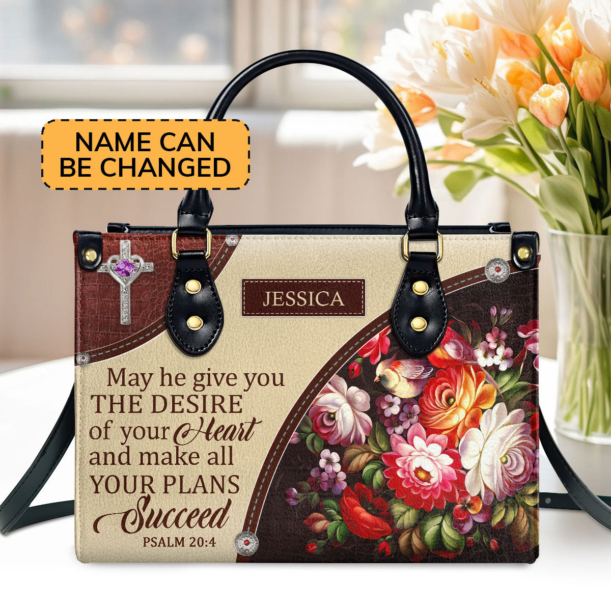 Faith Quote - Personalized Leather Handbag GMJSLB200108