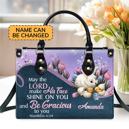 May The Lord Shine On You - Personalized Leather Handbag GMJSLB200091