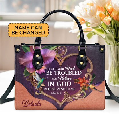 Let Not Your Heart Be Troubled - Personalized Leather Handbag GMJSLB200087