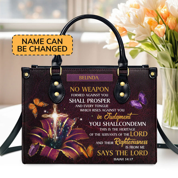 No Weapon Shall Prosper - Personalized Leather Handbag GMJSLB200080