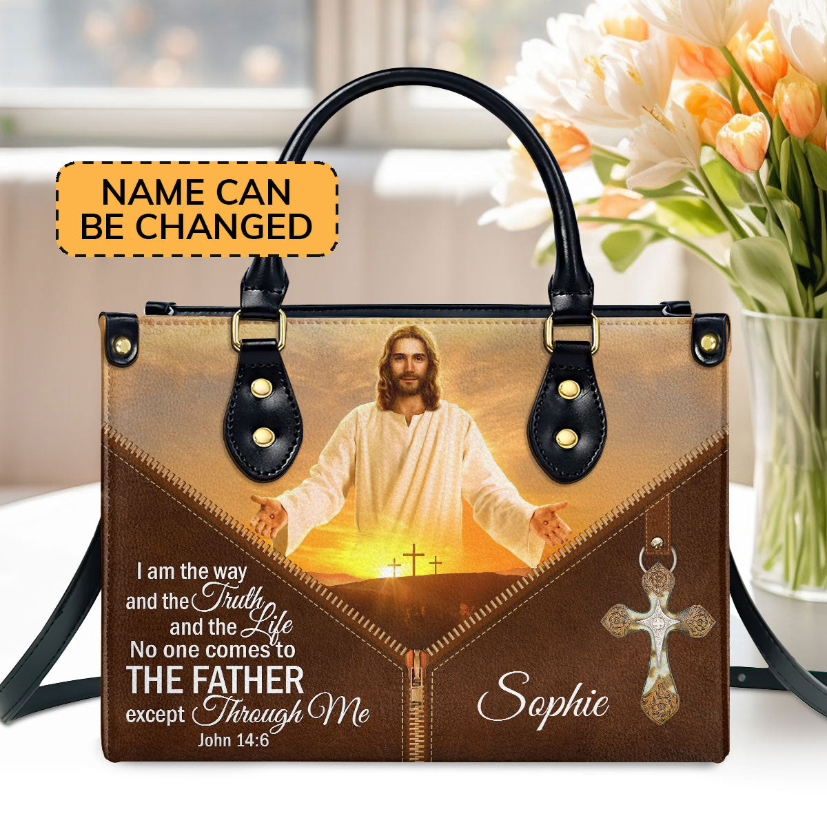 I Am The Way And The Truth And The Life - Personalized Leather Handbag GMJSLB200111