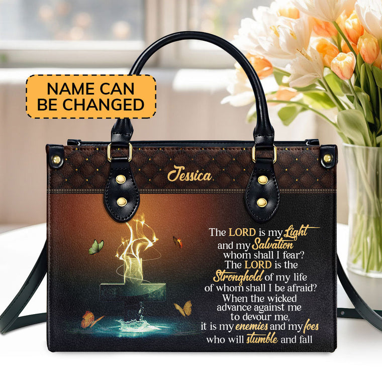 Psalm 27:1 Faith Quote - Personalized Leather Handbag GMJSLB200116