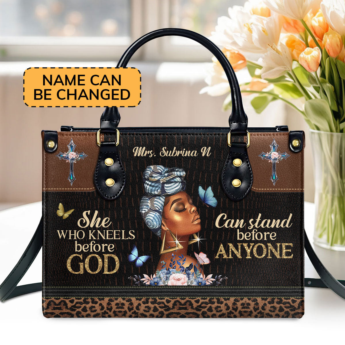 She Who Kneels Before God - Personalized Leather Handbag GMJSLB200114