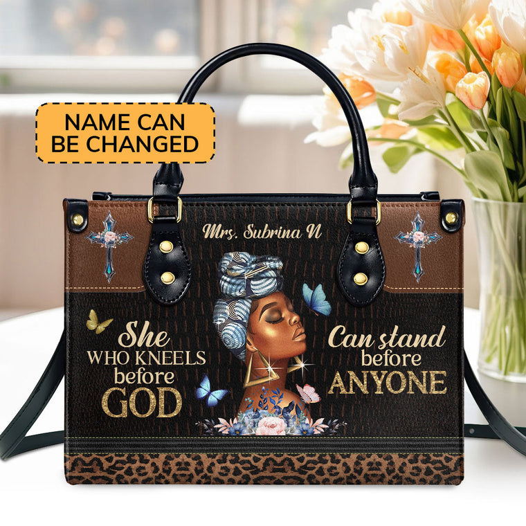 She Who Kneels Before God - Personalized Leather Handbag GMJSLB200114