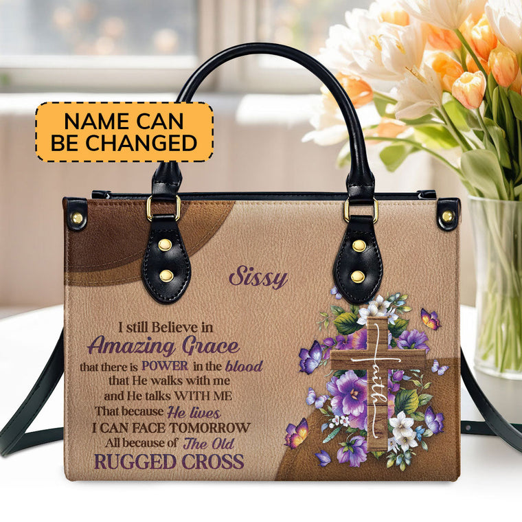 Faith-Inspired - Personalized Floral Leather Handbag GMJSLB200089