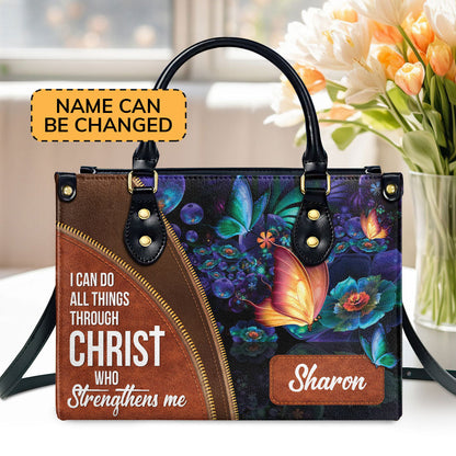 I Can Do All Things Through Christ - Leather Handbag - Personalized Christian Gift GMJSLB200085