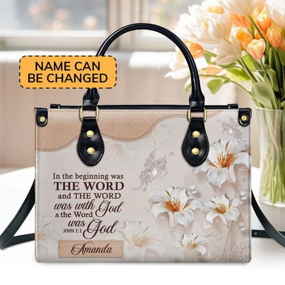 In The Beginning Was The Word - Personalized Leather Handbag GMJSLB200106