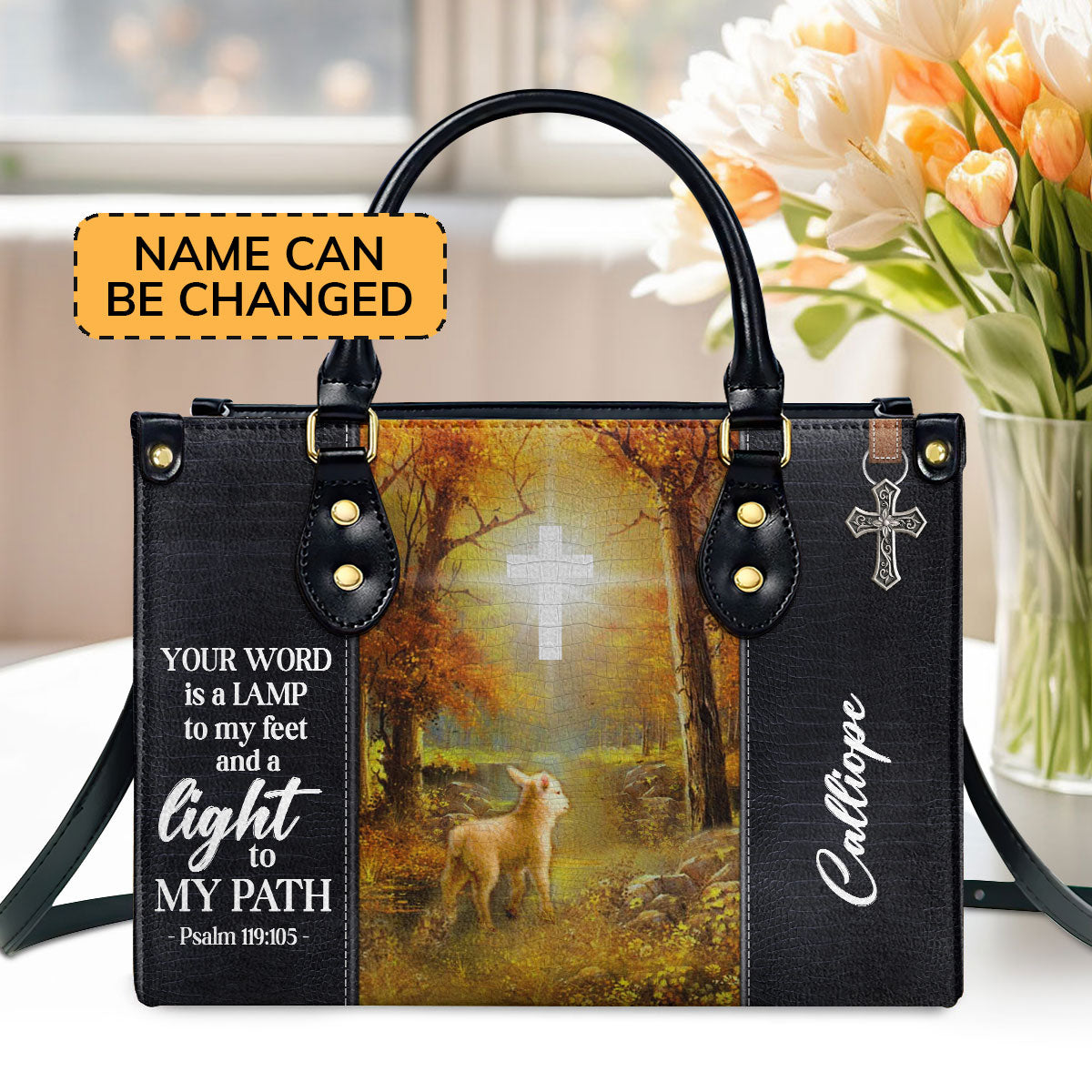 Your Word Is A Lamp To My Feet - Personalized Leather Handbag GMJSLB200107