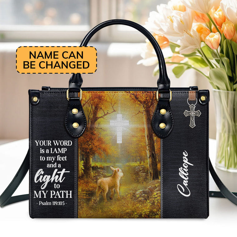 Your Word Is A Lamp To My Feet - Personalized Leather Handbag GMJSLB200107