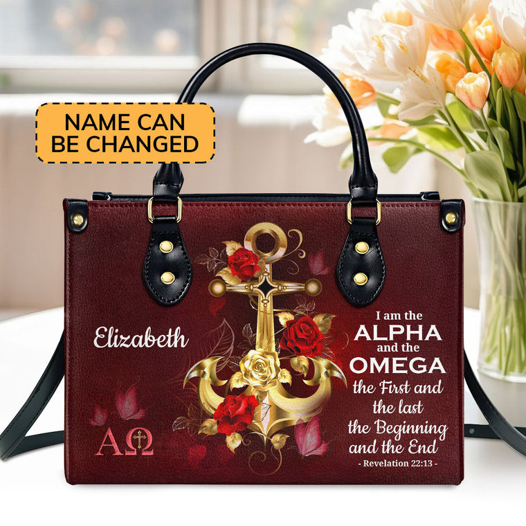 I Am The Alpha And The Omega - Personalized Leather Handbag GMJSLB200118