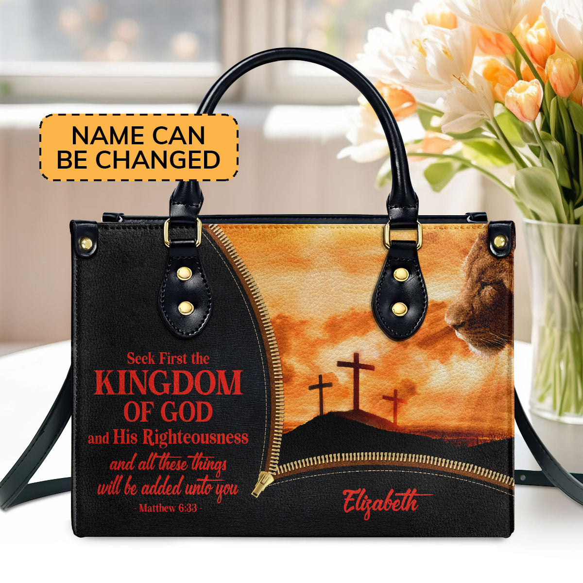 Seek First The Kingdom Of God - Personalized Leather Handbag GMJSLB200108
