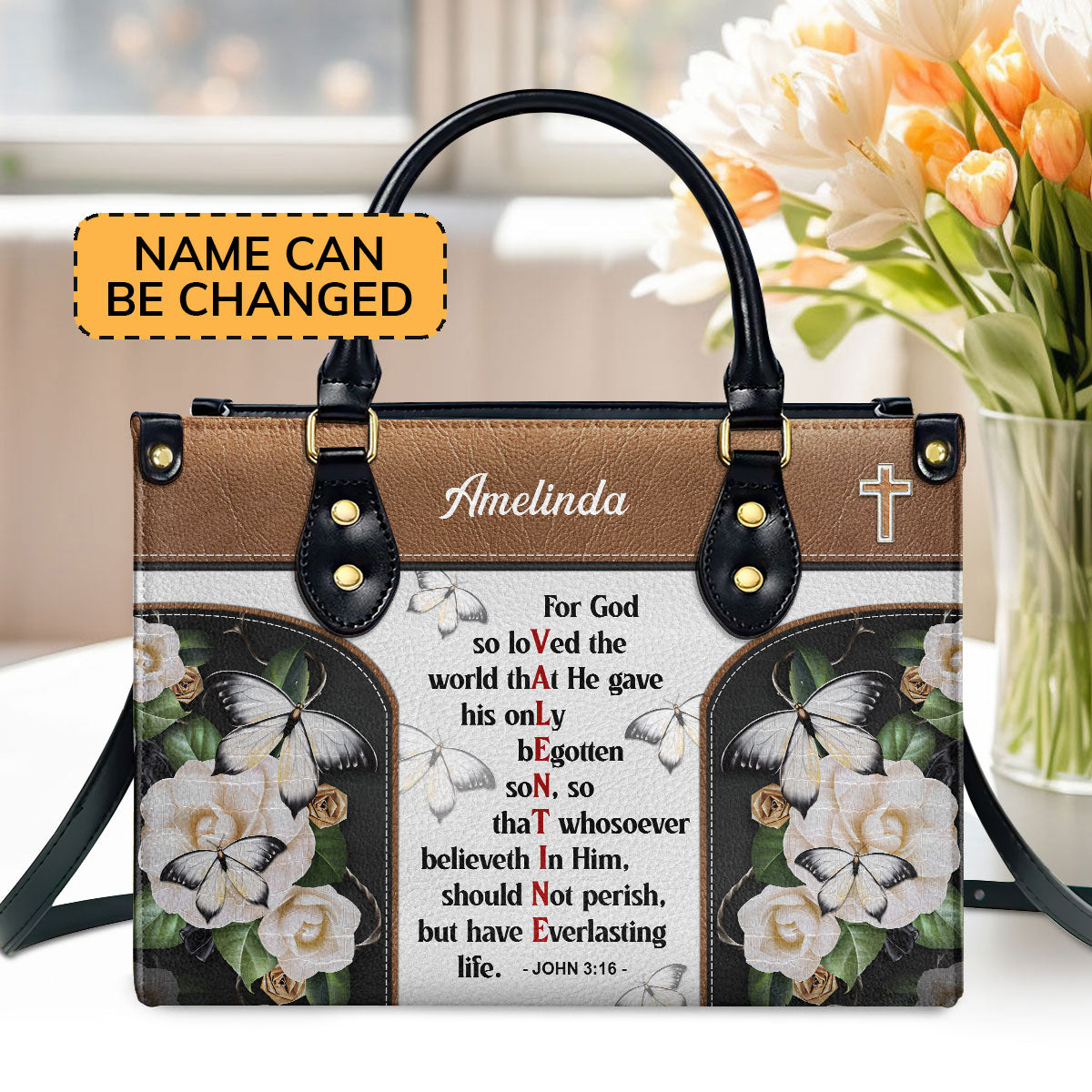 John 3:16 Verse - Christian Leather Handbag GMJSLB200061