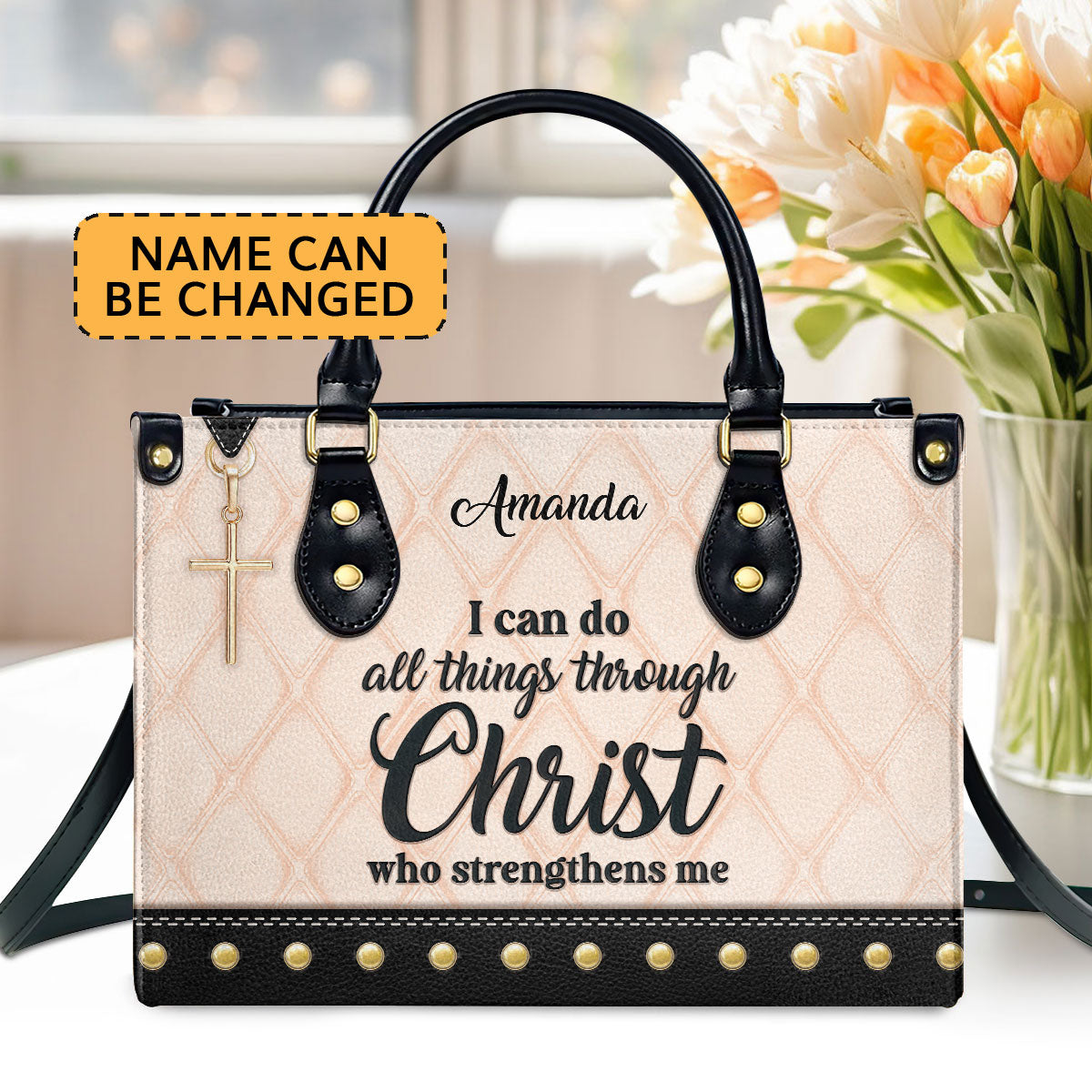 I Can Do All Things Through Christ - Personalized Leather Handbag GMJSLB200093