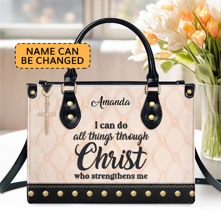 I Can Do All Things Through Christ - Personalized Leather Handbag GMJSLB200093