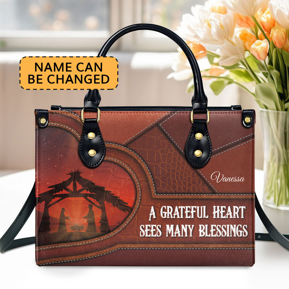 Grateful Heart - Personalized Leather Handbag GMJSLB200098